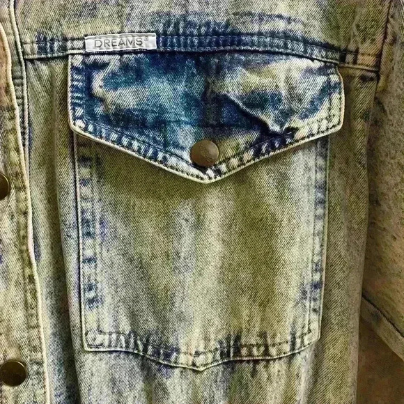 Vintage Dreams Acid Wash Long Denim Maxi Dress With Elastic Waist & Buttons Sz M - Picture 7 of 12